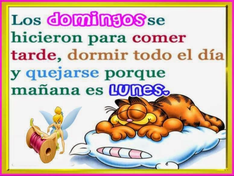Los Domingos se hicieron para comer tarde, dormir todo el día y quejarse porque mañana es Lunes.