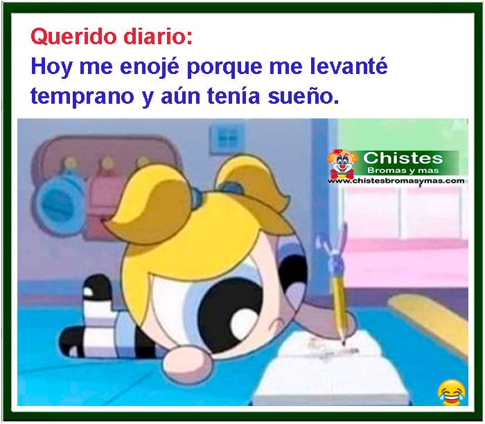 Querido diario, hoy me enoje porque me levante temprano y aun tenia sueño