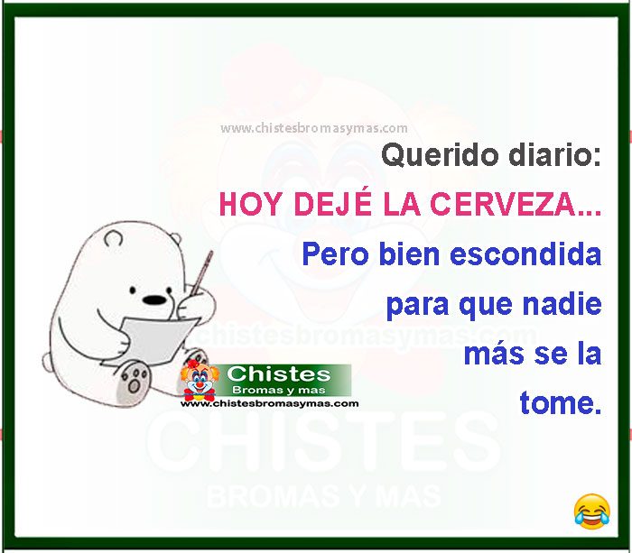Querido diario: HOY DEJÉ LA -C E R V E Z A-... Pero bien escondida para que nadie más se la tome.